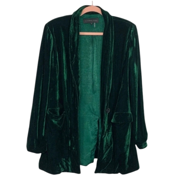 Emerald green velvet loose fit long relaxed Party blazer by Endless Rose sz S - Picture 5 of 11